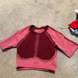 Pink and Red Short Sleeve Fabletics Top